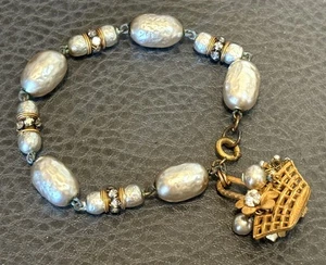 Vintage unsigniert MIRIAM HASKELL Armband Korb Charm Barock PERLE FILIGRAN - Bild 1 von 11