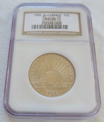 1986 D Liberty commemorative half dollar 50c NGC MS70 - Image 1 of 4