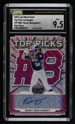2021 Leaf Metal Draft Top Picks Pink Wave /10 Benny Montgomery CSG 9.5 Auto - Image 1 of 2