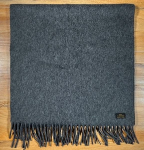 VTG Loro Piana Charcoal Gray Thick 100% Cashmere Flannel Fringed Scarf 66x17 - Picture 1 of 7