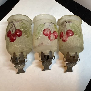 RAR Antik Christbaumschmuck Kirsche Kerzenlampe Lichterkette Trio Germany - Bild 1 von 23