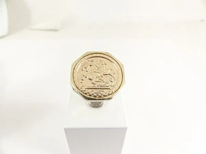 9ct Gold Coin Style Ring Disc George & the Dragon 5.5grams Hallmarked size R - Picture 1 of 9