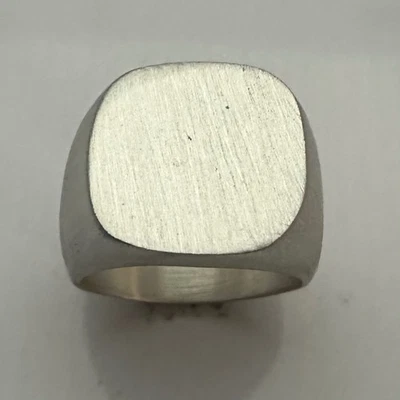 ANILLO SELLO PLATA ESTERLINA MJG TAPA LISA. 27 GR.. TALLA 10 1/4 Foto 1 de 4