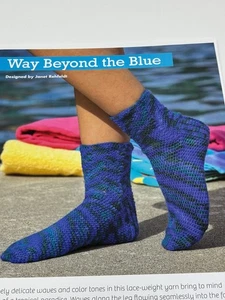 Way Beyond the Blue Socks Crochet Pattern Lace Weight Janet Rehfeldt Book Pages - Picture 1 of 3