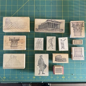 Vintage 100 Proof Presse Antik Römisch Griechisch Säulen Set Gummistempel - Bild 1 von 24