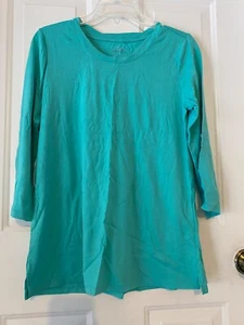 LOGO Principles by Lori Goldstein 3/4 Sleeve Twist Neck Top CARIBBEAN SEA sz XS - Picture 1 of 2