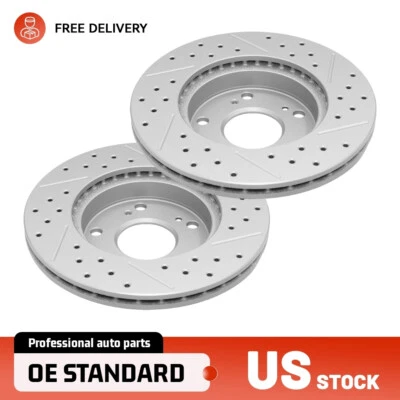 Front Drilled Brake Rotors for Honda Civic 2004-2011 CR-Z 2011-2015 RSX 2002-06 - Image 1 of 4