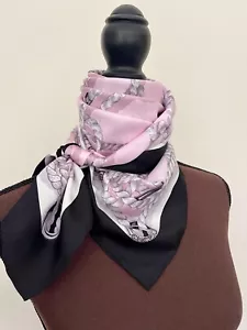 Display #2 New Unisex Gucci Scarf GG Nautical Ropes Pink Black Border Silk Wrap - Picture 1 of 15