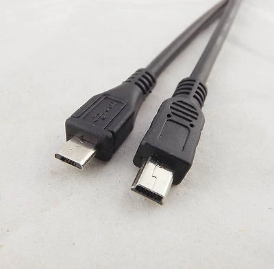 Micro 5 Pin USB B Male To Mini 5 Pin USB Male Data Adapter Converter Cord Cable - Image 1 of 4