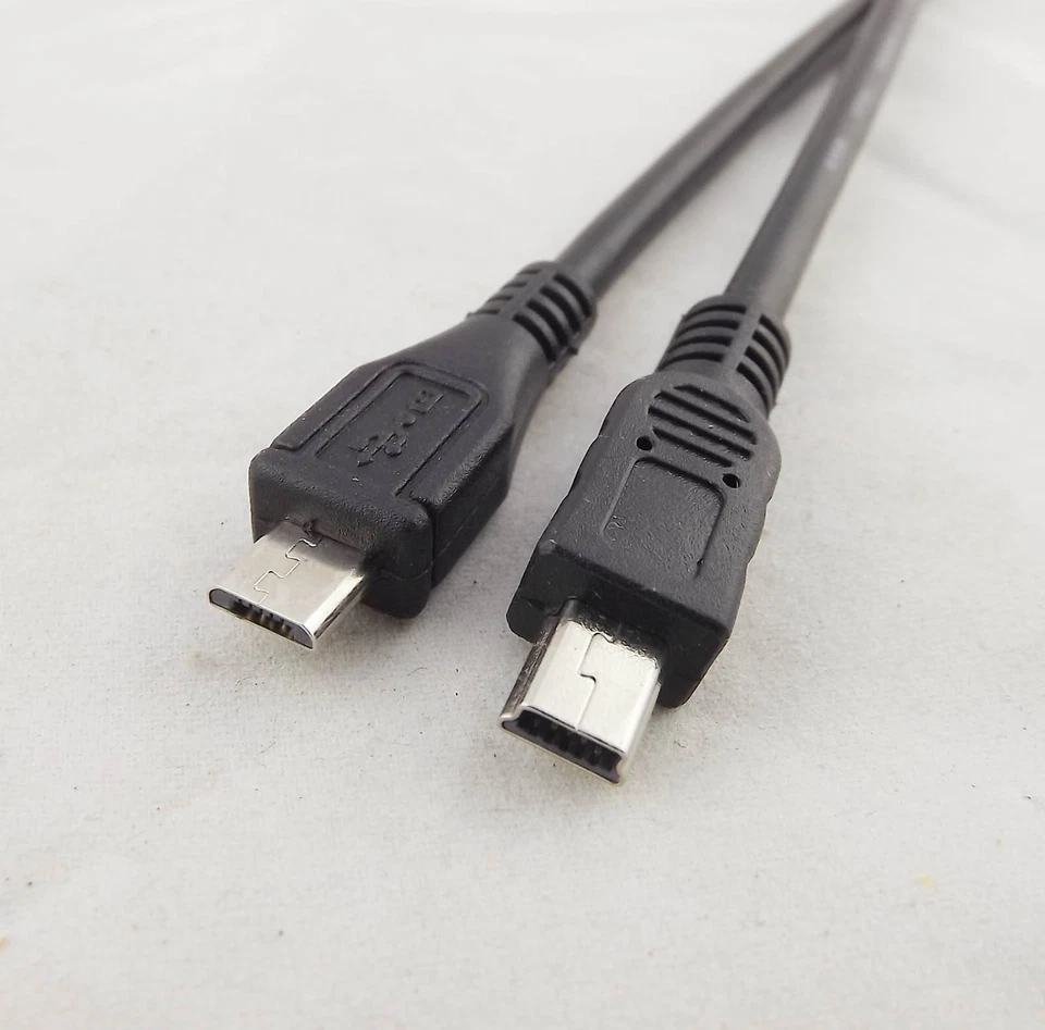 Micro 5 Pin USB B Male To Mini 5 Pin USB Male Data Adapter Converter Cord Cable - Image 1 of 4