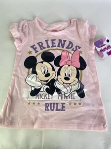 Disney Minnie Mickey Mouse Friends Rule Short Sleeve T-Shirt Top Girls Size 4 - Picture 1 of 5