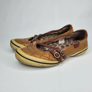 Merrell Women's Size 9 Zodiac Golden Taupe Leather Flats Crossover Straps - Picture 1 of 12