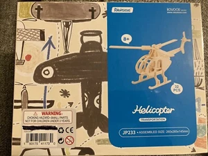 Brandneu Holz 3D Puzzle Hubschrauber Kit Alter 8+ - Bild 1 von 2