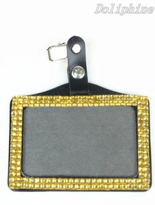 Horizontal Bling Rhinestone ID Badge Holder with Alligator Clip  - Picture 1 of 50