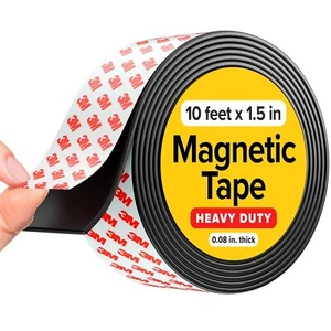 Super Sticky Magnetic Tape (10 feet x 1.5 inch) - Stong Magnet Strip with - Picture 1 of 6