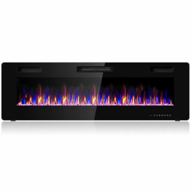Costway 60" Recessed Ultra Thin Mounted Wall Electric Fireplace
