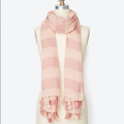 Ann Taylor - Woman's Pink Awning Stripe Print Scarf $59.50  - Image 1 of 2