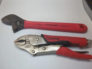 Lot Of 2 Crescent Brand Pro Grip Adjustable Wrench & Vise Grips 12" Made in USA - Picture 1 of 9