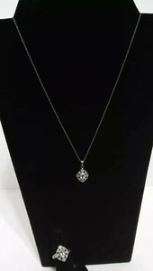 Sterling Silver White Spinel Halo Pendant Chain Ring Set 19" Sz 5 VTG Signed RJ - Picture 1 of 12