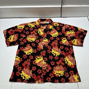 Hawaiian Tropic Mens XL Button Up Shirt All Over Print Logo 100% Polyester New - Picture 1 of 7