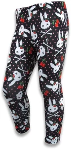 Six Bunnies Cherries and Bunnies Black Pink Polka Dot Leggings - Picture 1 of 8