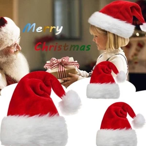 Navidad Festiva Clásico Suave Santa Adulto Niño Terciopelo Sombrero Cálido Rojo y Blanco - Imagen 1 de 18
