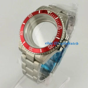 Cassa Orologio 40mm Fondello Esposizione Bracciale Acciaio Lunetta Rossa Misura Movimento NH35 NH36 - Foto 1 di 8