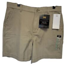NWT Women LEE Relaxed Fit KHAKI SHORTS Size 12 Tan Smooth Fit Waistband $46