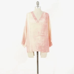 Diane von Furstenberg Blouse 8 Neon Pink Abstract Print Silk Peasant Sleeve Top - Picture 1 of 6