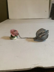 Tea Infuser strainer with Rose Flower Loose Leaf  Silver Metal Mesh - Picture 1 of 3