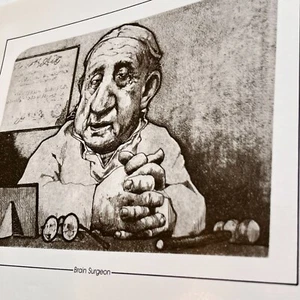 Charles Bragg Vtg Print Brain Surgeon Dr Medicine Hospital Student School Humor - Picture 1 of 8