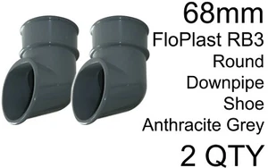 2 x 68mm FloPlast RB3 Round Downpipe Shoe Anthracite Grey Gutter Guttering RB3AG - Picture 1 of 2