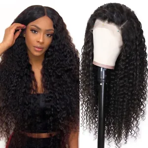 Curly Brazilian 13x4 Lace Front Human Hair Wigs Pre Plucked Baby Hair Wavy Women - Picture 1 of 9
