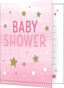 One Little Star Girl Pink Twinkle Cute Baby Shower Party Invitations w/Envelopes - Picture 1 of 1