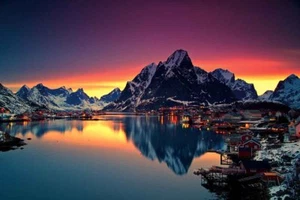 Home Art Wall Decor Norway Reine Mountains Oil Painting Printed On Canvas - Picture 1 of 2