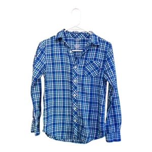 Arizona Button Up Long Sleeve Blue Plaid Shirt with pocket Size Large 14/16 Boys - Picture 1 of 8