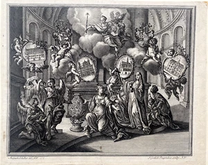 Augsburger Friedens-Gemälde 250 Jahre Reformation Kupferstich J G Rugendas 1768 - Picture 1 of 12