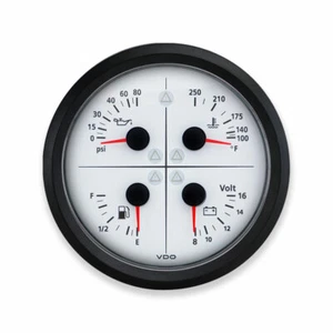 Vieline Ivory Quad Gauge 5" Dial 4 3/8" (110mm) 12V (BEZEL SOLD SEPARATELY) - Foto 1 di 1