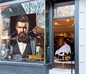 3D Man Hair Cut I292 Barber Shop Window Stickers Vinyl Wallpaper Wall Murals Hon - Picture 1 of 10