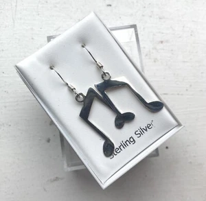 Note musicali Simbolo Orecchini Pendenti a Goccia Goccia Argento Sterling 925 Nota 2,4 cm Lunghi - Foto 1 di 2