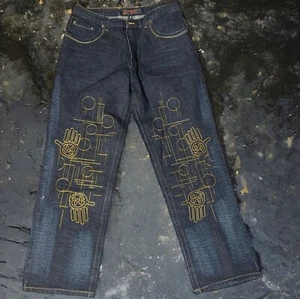 Vintage Y2K Miskeen Hip Hop Baggy Pants Skate Dark Denim Jeans 38x34 Jnco Style - Picture 1 of 18
