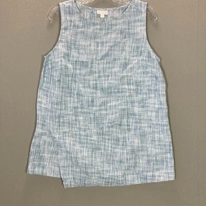 Pure J Jill Womens 100% Linen Blue Sleeveless Tank Top Small Lagenlook Shirt Art - Picture 1 of 10