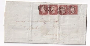 GB Cover 1841 1d Red brown strip of 4 on cover to Inverary 1843 - Picture 1 of 4
