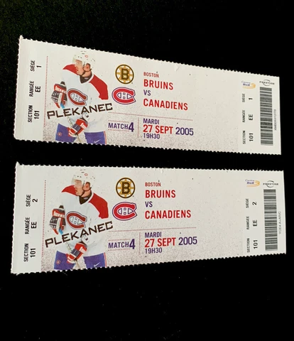 Montreal Canadiens Hockey Tickets (2) NHL 2005  Canadiens Vs Boston Plekanec Cover