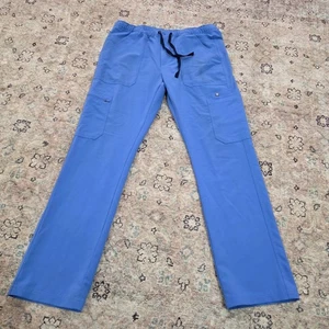 FIGS Cairo Cargo Scrub Pants Mens L Ceil Blue Elastic Waist Drawstring - Picture 1 of 8