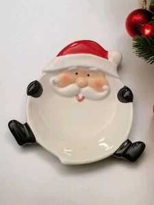 Vintage Christmas Santa Ceramic Cookie Plate Candy Trinket Dish Bowl 3D 8"   - Picture 1 of 9