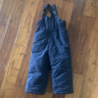Calça de neve Lands End babadores tamanho 5 menino menina azul marinho esqui snowboard isolamento quente - Imagem 1 de 4