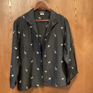 Vintage Nira Nira New York Black 100% Silk Animal Embroidered Blazer/Jacket  XL - Picture 1 of 8