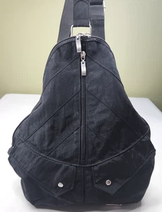 Baggallini Traverse Convertible Sling Bag Backpack Black Nylon Triangle Shape - Picture 1 of 19