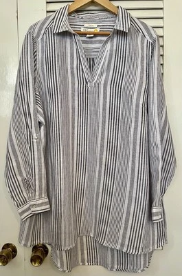 C&C California Striped Linen Tunic Size 1X - Image 1 of 3